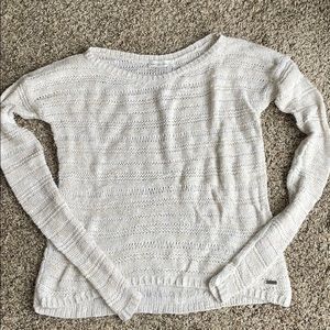 Knit, boat neck tan/off white sweater